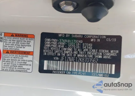 2019 Toyota 86 Gt z USA, uszkodzony, nr VIN JF1ZNAE12K8703562